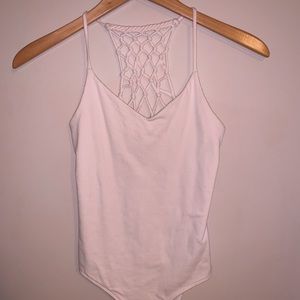 White bodysuit with crochet back